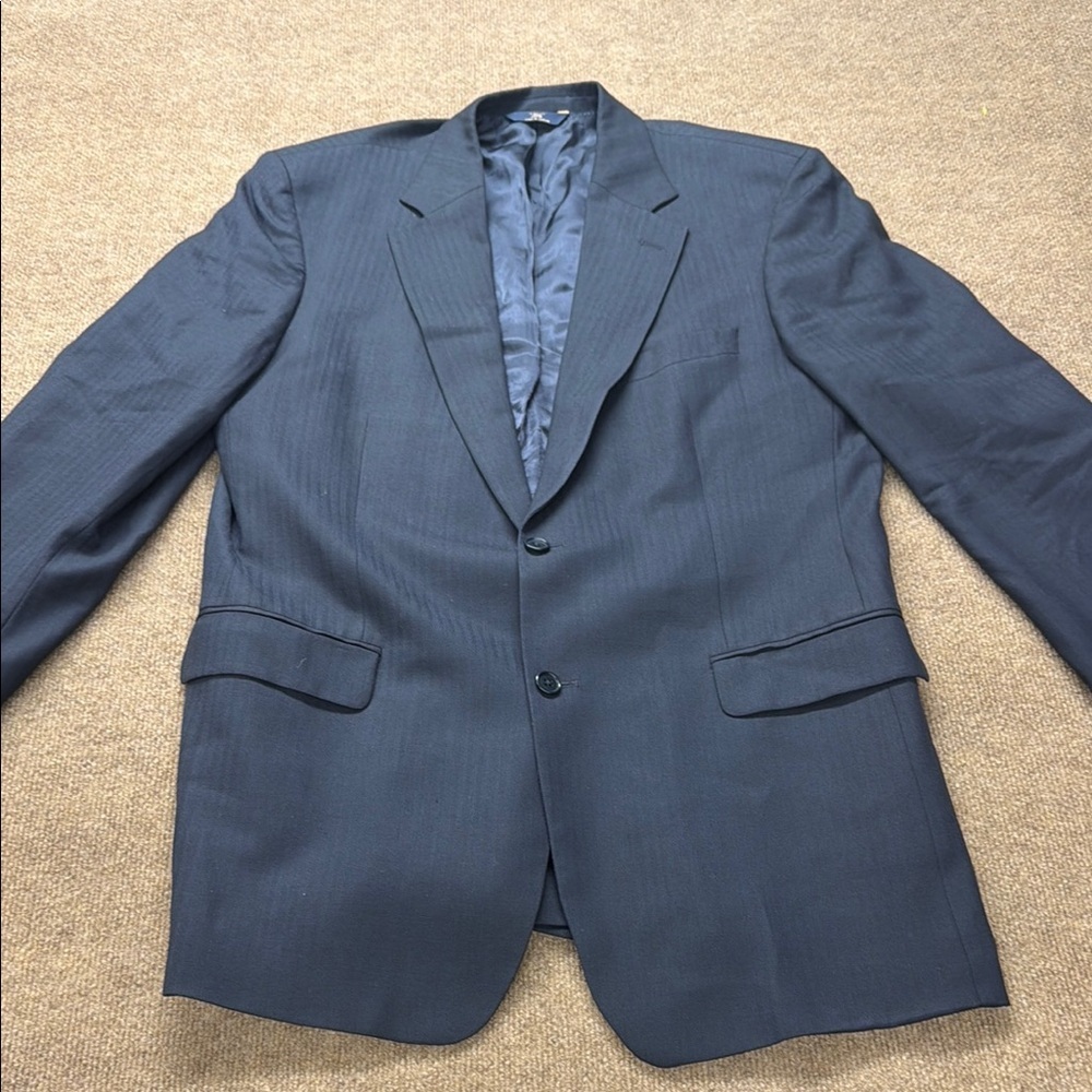 346 Brooks Brothers Mens Suit Jacket Size 43LG Black Striped Chest 46